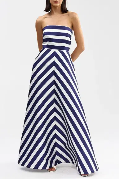ASTON STUDIO Audrey Gown - Royal Stripe | Thumbnail 2