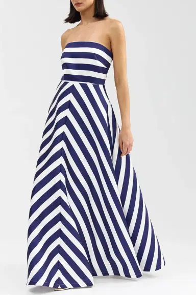 ASTON STUDIO Audrey Gown - Royal Stripe | Thumbnail 4