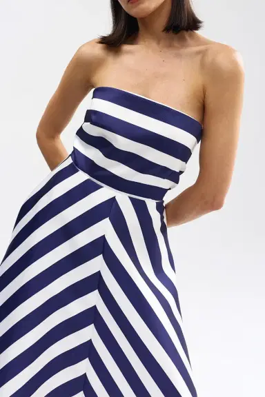 ASTON STUDIO Audrey Gown - Royal Stripe | Thumbnail 5