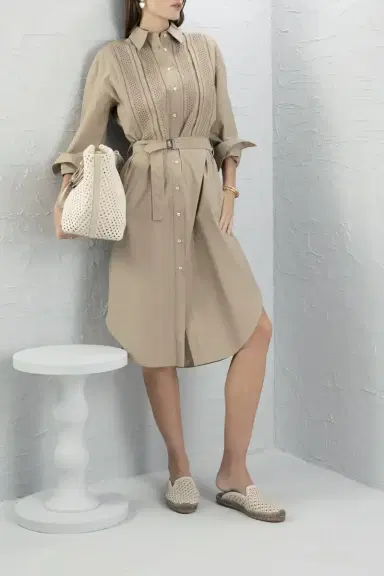 Brunello Cucinelli Belted Shirt Dress | Thumbnail 2