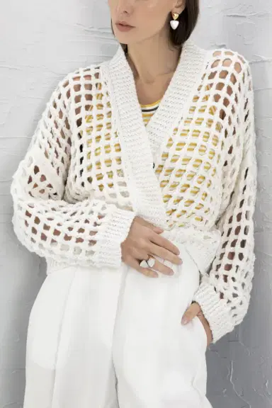 Brunello Cucinelli Essential Net Button Cardigan | Thumbnail 2