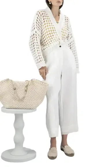 Brunello Cucinelli Essential Net Button Cardigan | Thumbnail 1