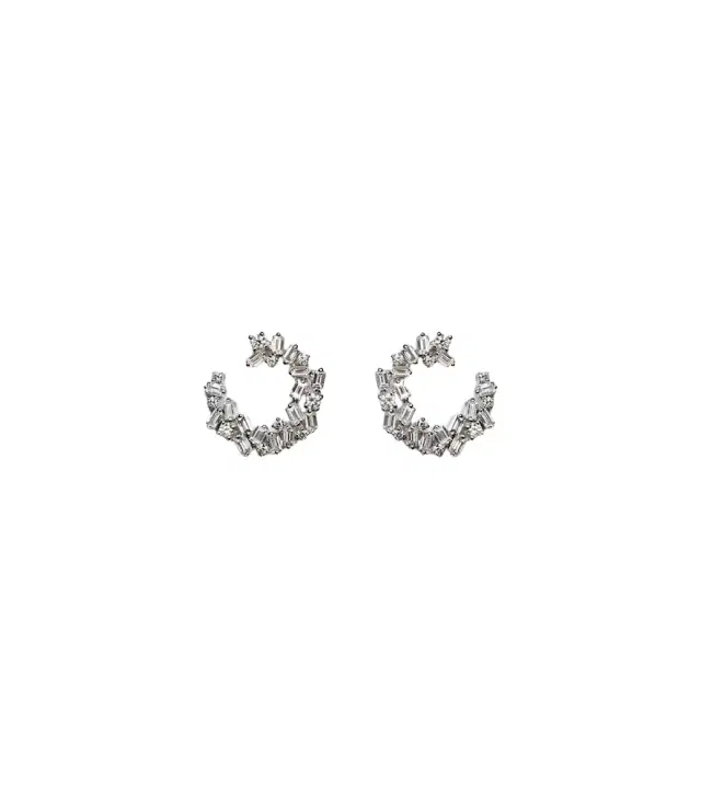 Suzanne Kalan Chloé 18kt white gold hoop earrings with diamonds