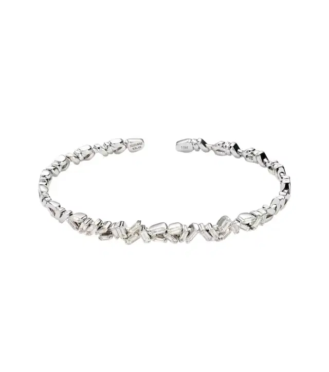 Suzanne Kalan Fireworks 18kt white gold cuff bracelet with white diamonds