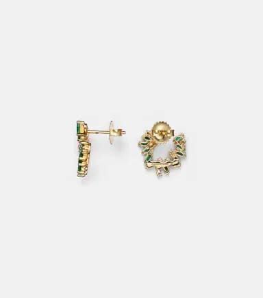 Suzanne Kalan Izzy Sideway Spiral 18kt gold earrings with emeralds and diamonds | Thumbnail 2 Suzanne Kalan Izzy Sideway Spiral 18kt gold earrings with emeralds and diamonds | Thumbnail 2