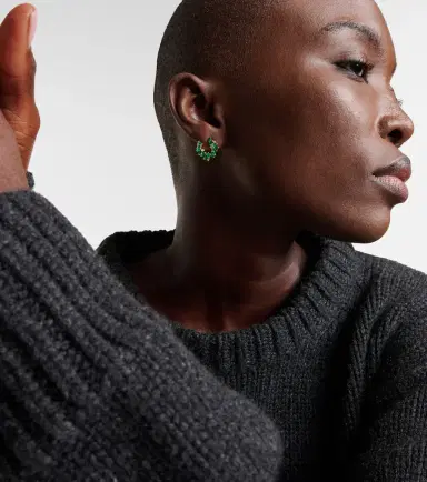 Suzanne Kalan Izzy Sideway Spiral 18kt gold earrings with emeralds and diamonds | Thumbnail 3 Suzanne Kalan Izzy Sideway Spiral 18kt gold earrings with emeralds and diamonds | Thumbnail 3