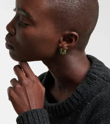 Suzanne Kalan Izzy Sideway Spiral 18kt gold earrings with emeralds and diamonds | Thumbnail 4 Suzanne Kalan Izzy Sideway Spiral 18kt gold earrings with emeralds and diamonds | Thumbnail 4