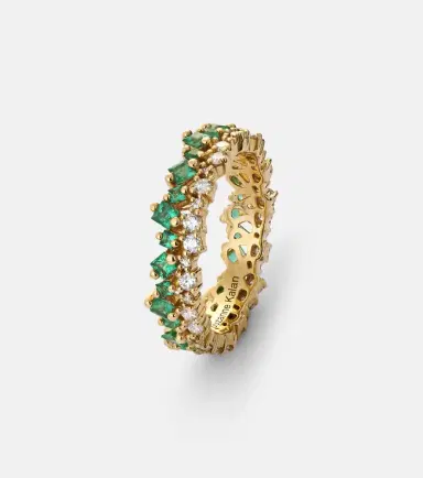 Suzanne Kalan 18kt gold ring with diamonds and emeralds | Thumbnail 2 Suzanne Kalan 18kt gold ring with diamonds and emeralds | Thumbnail 2
