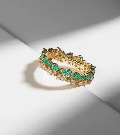 Suzanne Kalan 18kt gold ring with diamonds and emeralds | Thumbnail 5 Suzanne Kalan 18kt gold ring with diamonds and emeralds | Thumbnail 5
