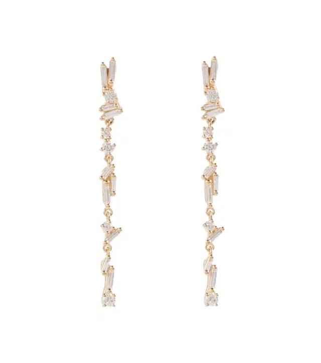 Suzanne Kalan Iva 18kt gold drop earrings with diamonds