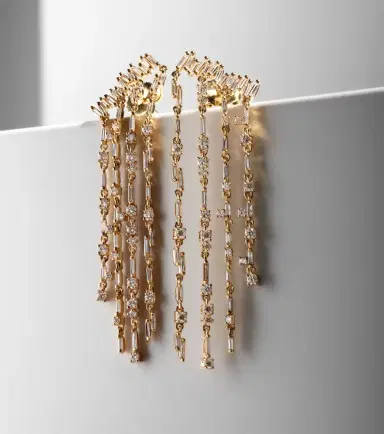 Suzanne Kalan 18kt gold fringe earrings with diamonds | Thumbnail 5