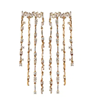 Suzanne Kalan 18kt gold fringe earrings with diamonds | Thumbnail 1