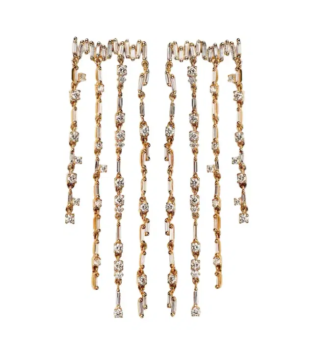 Suzanne Kalan 18kt gold fringe earrings with diamonds