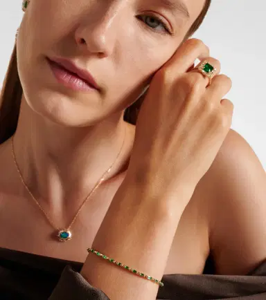Suzanne Kalan 18kt gold tennis bracelet with emeralds | Thumbnail 2 Suzanne Kalan 18kt gold tennis bracelet with emeralds | Thumbnail 2