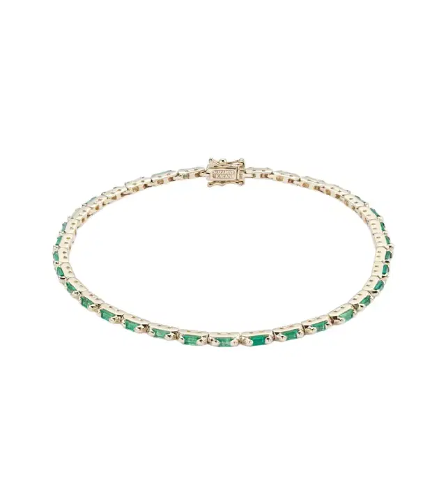 Suzanne Kalan 18kt gold tennis bracelet with emeralds