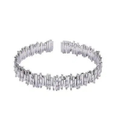 Suzanne Kalan Classic Milli 18kt white gold bangle with diamonds | Thumbnail 1 Suzanne Kalan Classic Milli 18kt white gold bangle with diamonds | Thumbnail 1