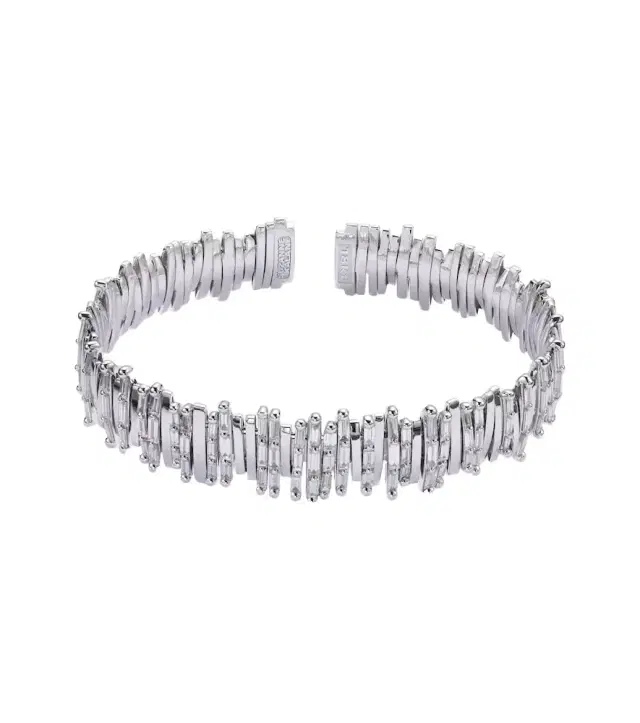 Suzanne Kalan Classic Milli 18kt white gold bangle with diamonds