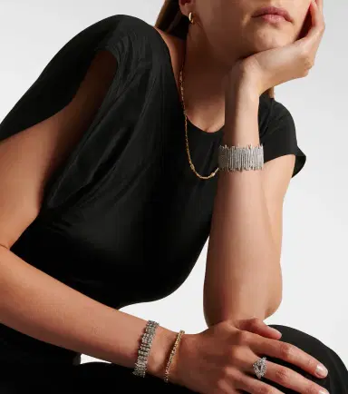 Suzanne Kalan Classic 18kt gold bangle with diamonds | Thumbnail 3