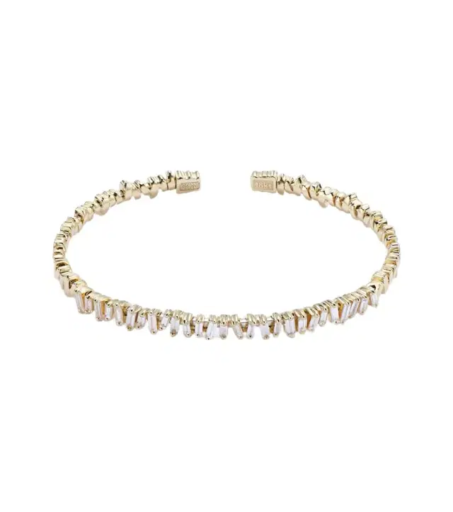 Suzanne Kalan Classic 18kt gold bangle with diamonds
