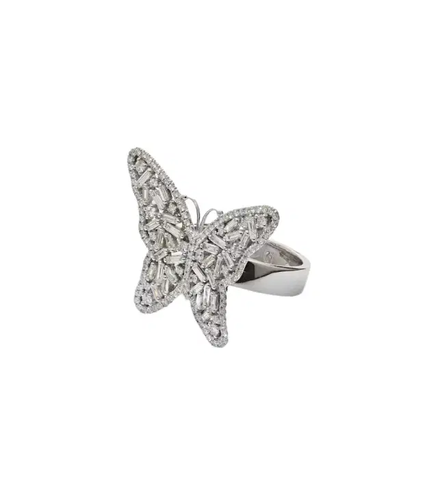 Bold Butterfly Medium 18kt white gold ring with diamonds
