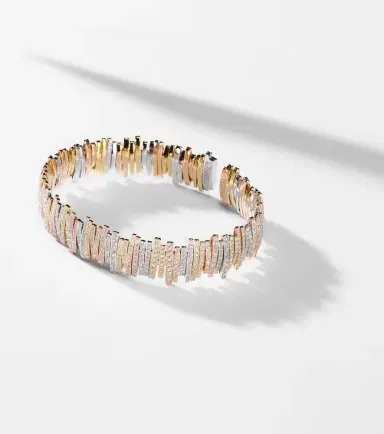 Suzanne Kalan Classic Milli 18kt yellow, rose, and white gold bangle with diamonds | Thumbnail 5 Suzanne Kalan Classic Milli 18kt yellow, rose, and white gold bangle with diamonds | Thumbnail 5