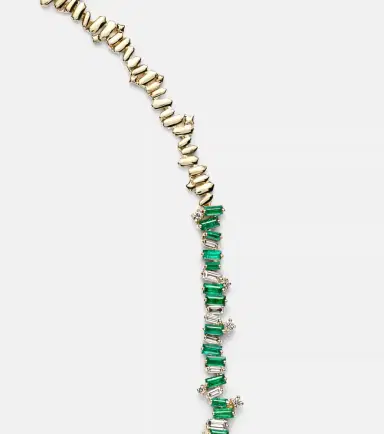 Suzanne Kalan Bold Burst 18kt gold tennis necklace with emeralds and diamonds | Thumbnail 3 Suzanne Kalan Bold Burst 18kt gold tennis necklace with emeralds and diamonds | Thumbnail 3
