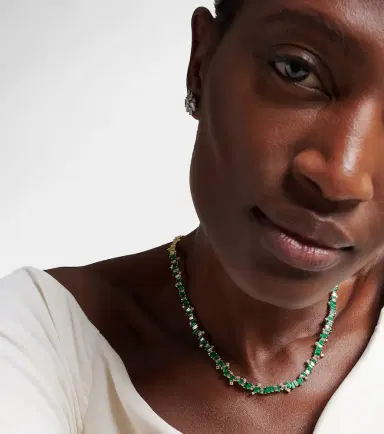 Suzanne Kalan Bold Burst 18kt gold tennis necklace with emeralds and diamonds | Thumbnail 5 Suzanne Kalan Bold Burst 18kt gold tennis necklace with emeralds and diamonds | Thumbnail 5