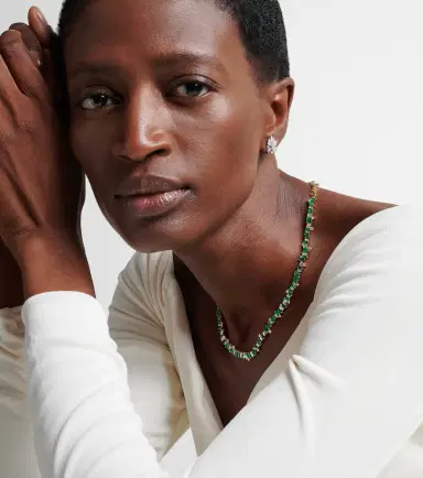 Suzanne Kalan Bold Burst 18kt gold tennis necklace with emeralds and diamonds | Thumbnail 6 Suzanne Kalan Bold Burst 18kt gold tennis necklace with emeralds and diamonds | Thumbnail 6