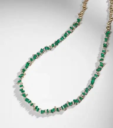 Suzanne Kalan Bold Burst 18kt gold tennis necklace with emeralds and diamonds | Thumbnail 7 Suzanne Kalan Bold Burst 18kt gold tennis necklace with emeralds and diamonds | Thumbnail 7