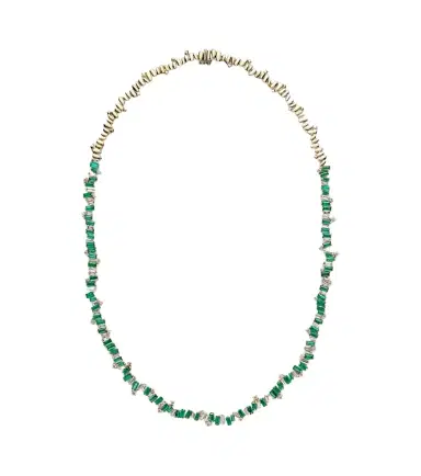 Suzanne Kalan Bold Burst 18kt gold tennis necklace with emeralds and diamonds | Thumbnail 1 Suzanne Kalan Bold Burst 18kt gold tennis necklace with emeralds and diamonds | Thumbnail 1