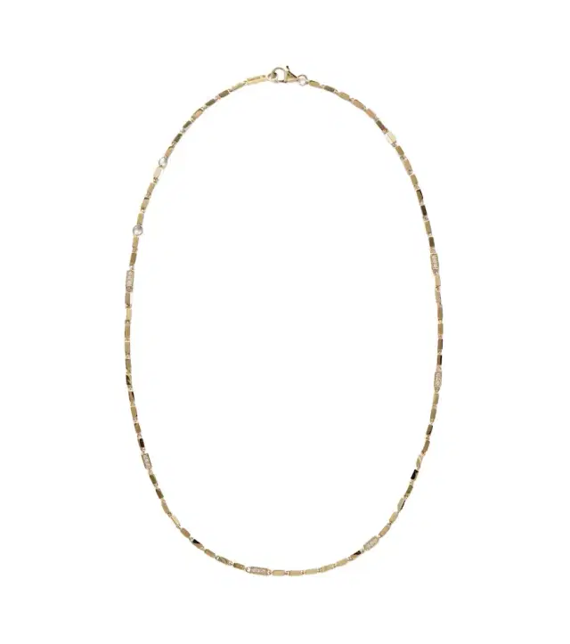 Suzanne Kalan Block-Chain 18kt gold necklace with diamonds