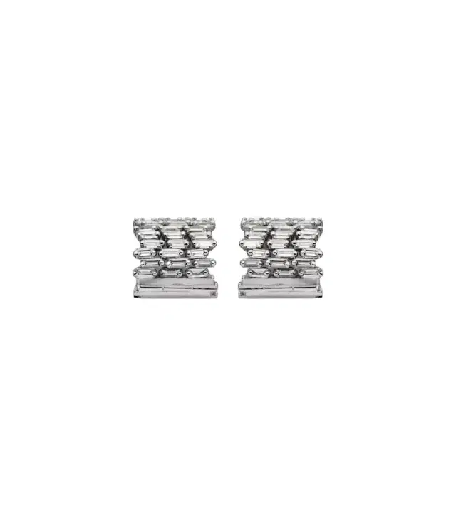 Suzanne Kalan Rondelle 18kt white gold earrings with diamonds