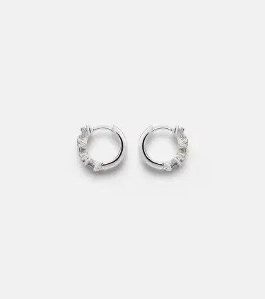 Suzanne Kalan Frenzy 18kt white gold huggies with diamonds | Thumbnail 2