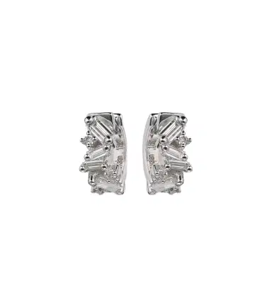 Suzanne Kalan Frenzy 18kt white gold huggies with diamonds | Thumbnail 1