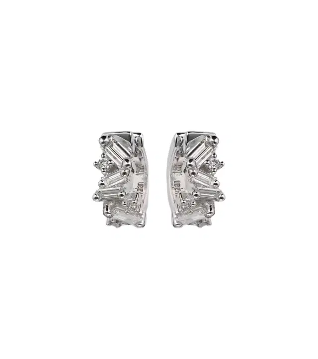 Suzanne Kalan Frenzy 18kt white gold huggies with diamonds