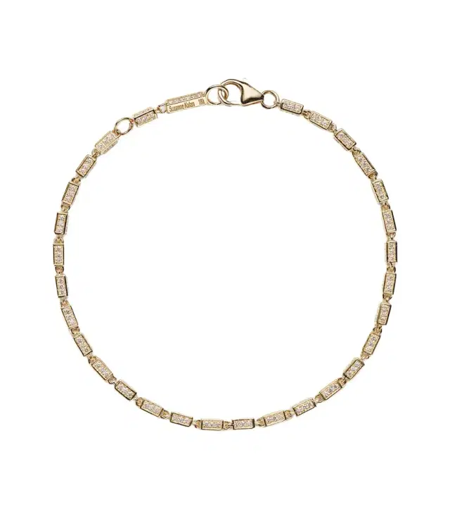 Suzanne Kalan Block-Chain Mini 18kt gold bracelet with diamonds