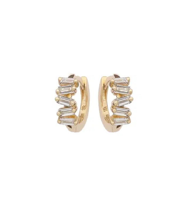 Bold 18kt gold huggies with diamonds