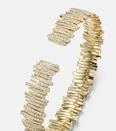 Suzanne Kalan Classic Medium 18kt gold cuff bracelet with diamonds | Thumbnail 2 Suzanne Kalan Classic Medium 18kt gold cuff bracelet with diamonds | Thumbnail 2