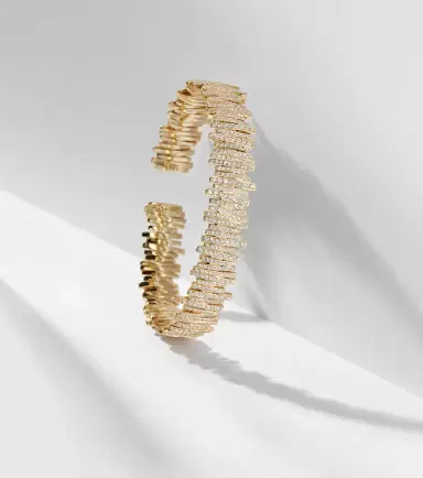 Suzanne Kalan Classic Medium 18kt gold cuff bracelet with diamonds | Thumbnail 5 Suzanne Kalan Classic Medium 18kt gold cuff bracelet with diamonds | Thumbnail 5