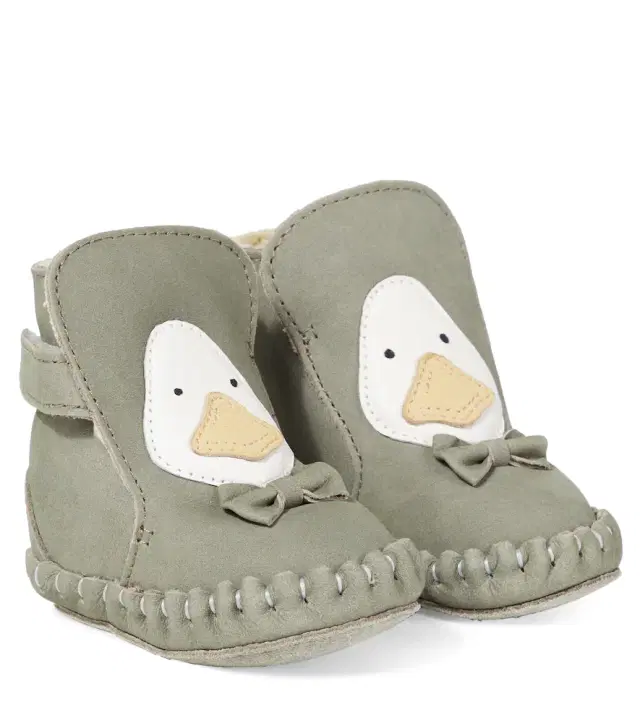 DONSJE Baby Junus bow-detail suede booties