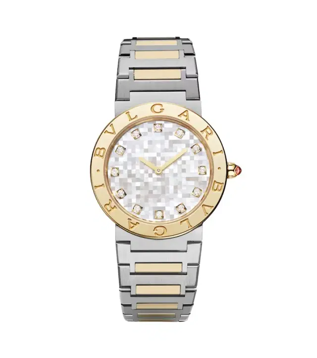 Bvlgari embellished 33mm 18kt gold and stainless steel watch