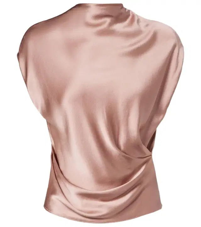 Draped silk satin top
