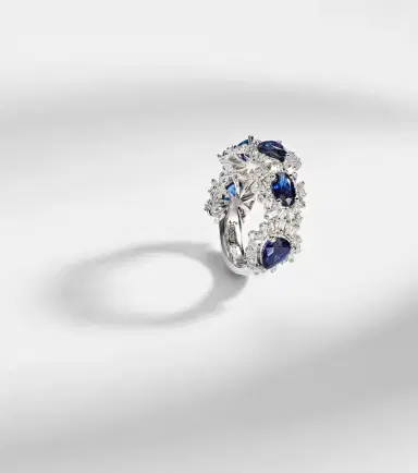 Suzanne Kalan 18kt white gold ring with sapphires and diamonds | Thumbnail 5 Suzanne Kalan 18kt white gold ring with sapphires and diamonds | Thumbnail 5