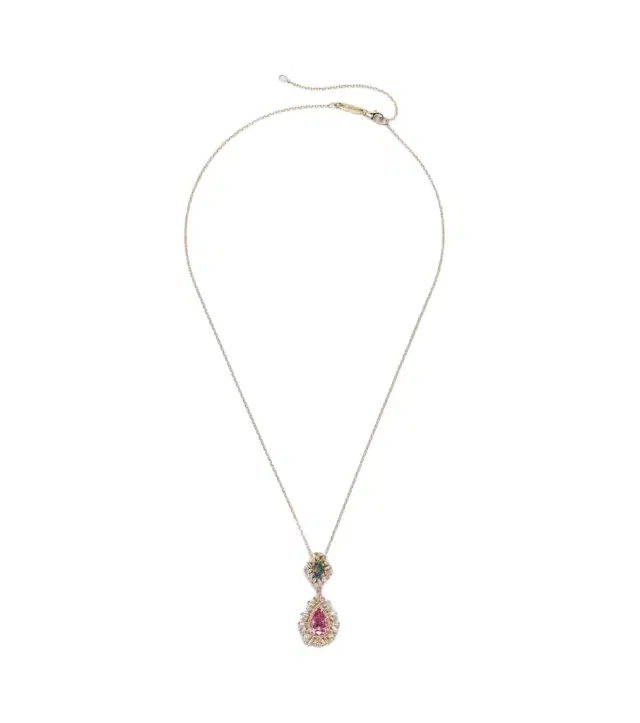 18kt gold pendant necklace with gemstones