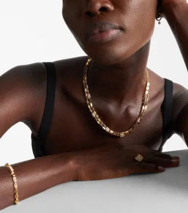 Suzanne Kalan Block-Chain 18kt gold chain necklace with diamonds | Thumbnail 4