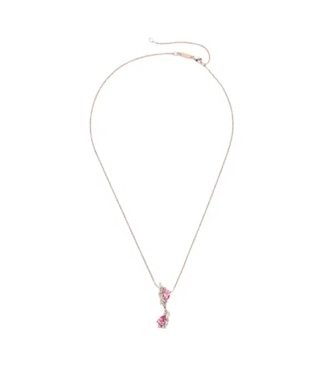 One Of A Kind 18kt rose gold pendant necklace with sapphire and diamonds
