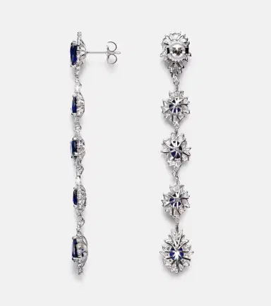 Suzanne Kalan 18kt white gold drop earrings with sapphires and diamonds | Thumbnail 2