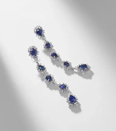 Suzanne Kalan 18kt white gold drop earrings with sapphires and diamonds | Thumbnail 3
