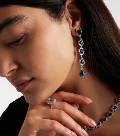 Suzanne Kalan 18kt white gold drop earrings with sapphires and diamonds | Thumbnail 4