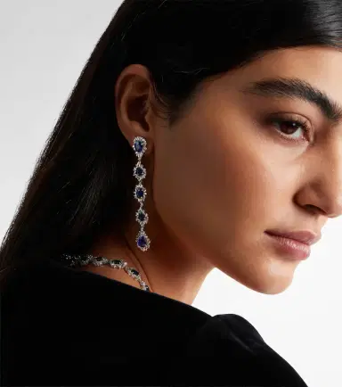 Suzanne Kalan 18kt white gold drop earrings with sapphires and diamonds | Thumbnail 5